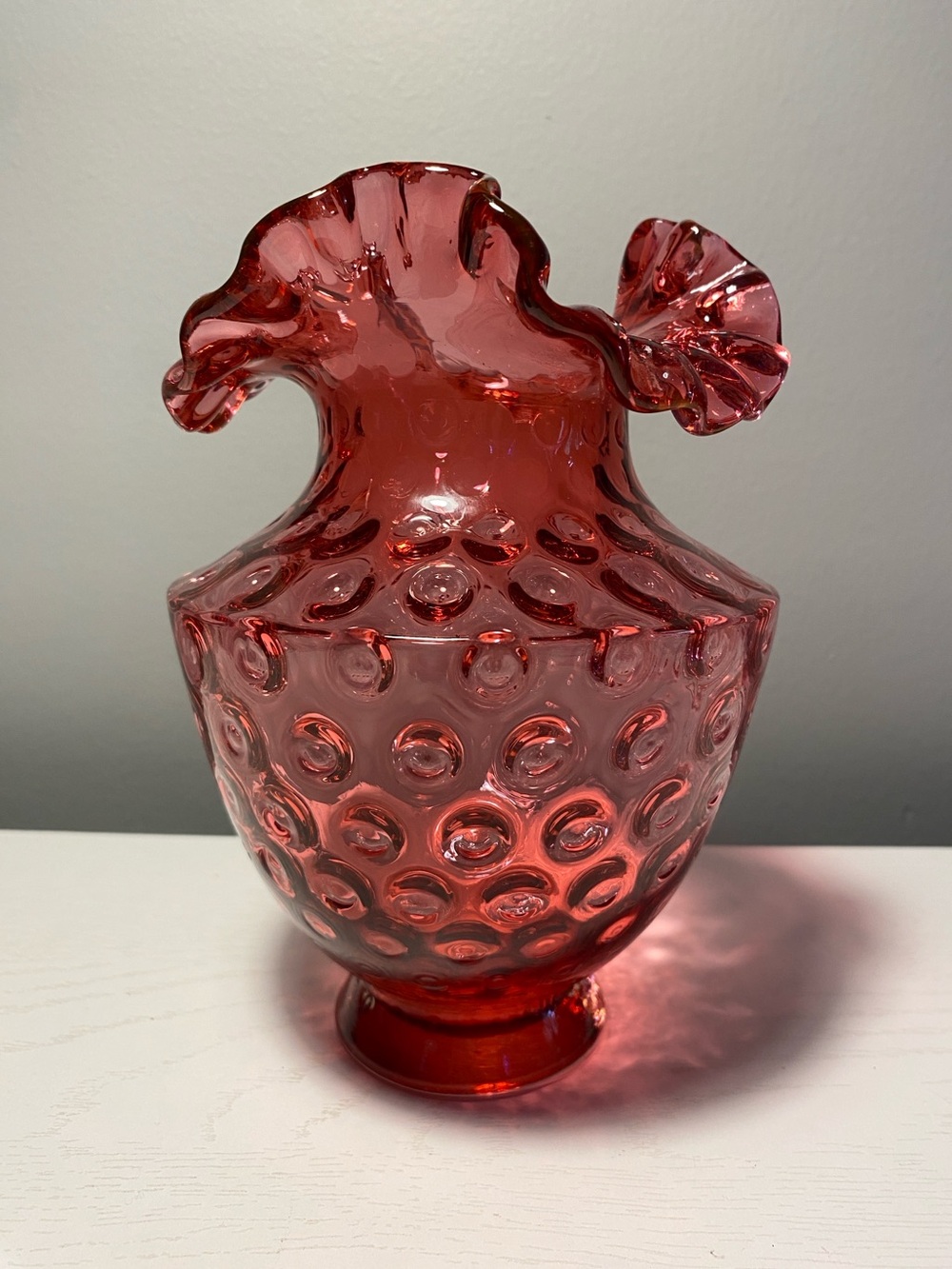 Vintage Fenton Cranberry Glass Vase